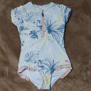 Ruffle Butts Girl Short Sleeve Rashguard One Piece Swimsuit